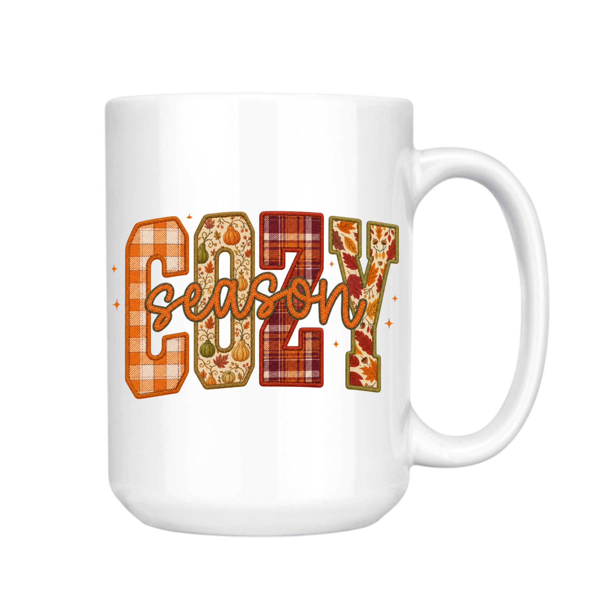 Cozy Season Faux Appliqué Fall 15oz Mug