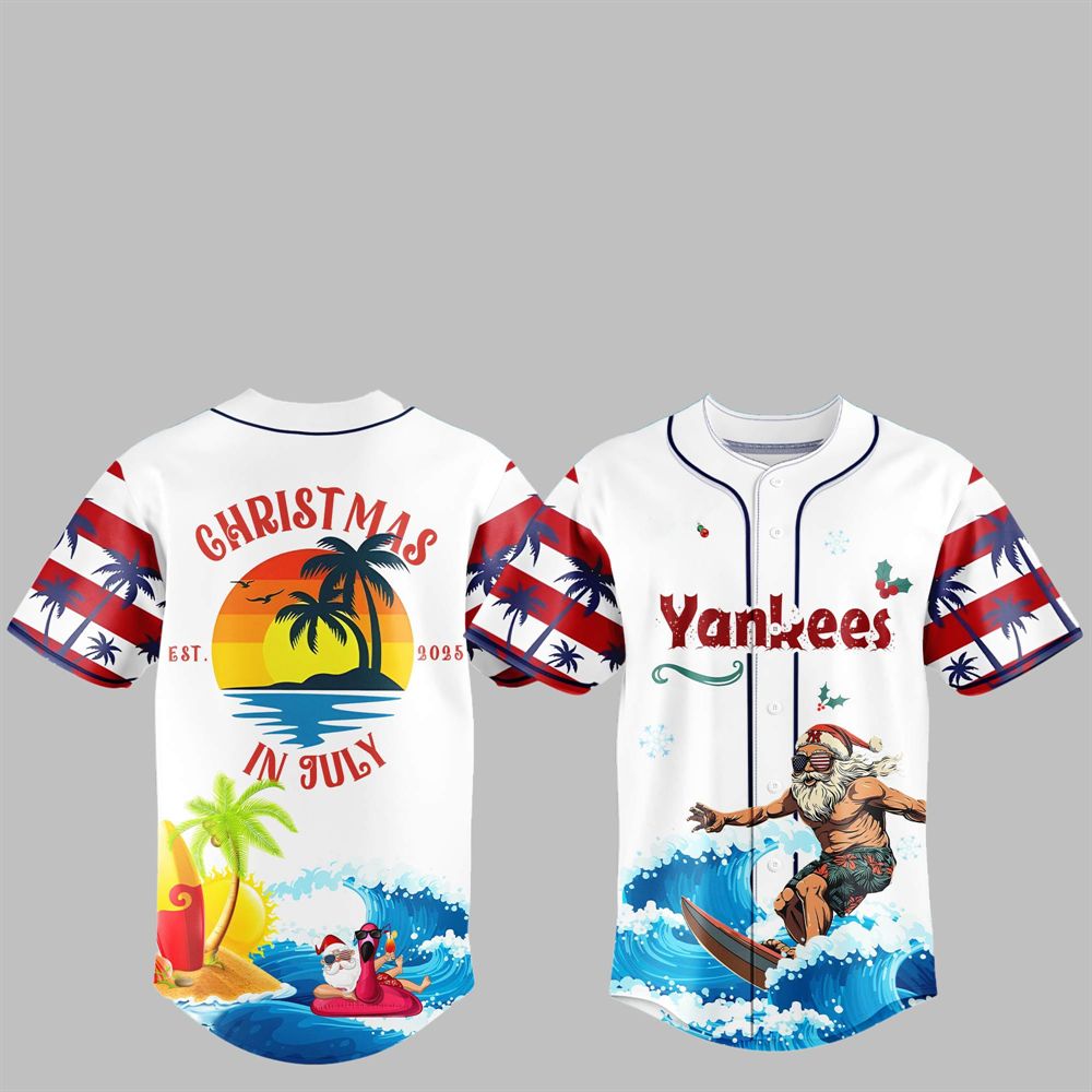 NY Yankees Christmas July Santa 2025 Jersey - Grishko.com