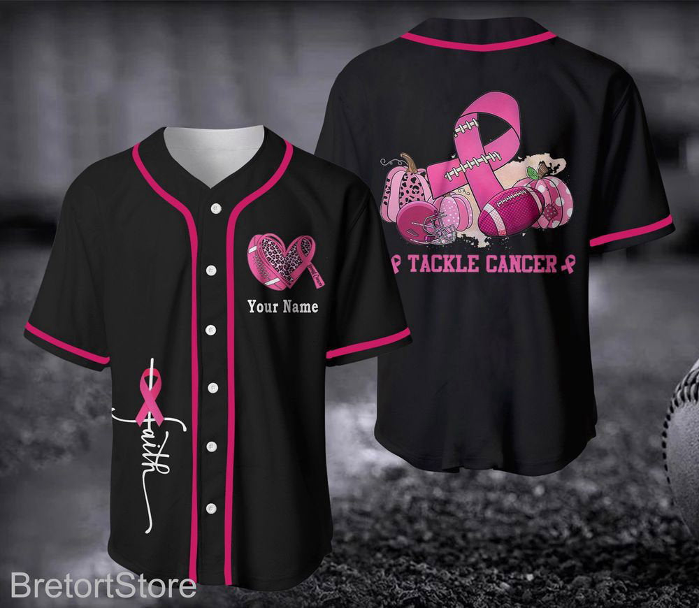 Custom Name Breast Cancer Baseball Jersey For Men Women - lylyprint.com