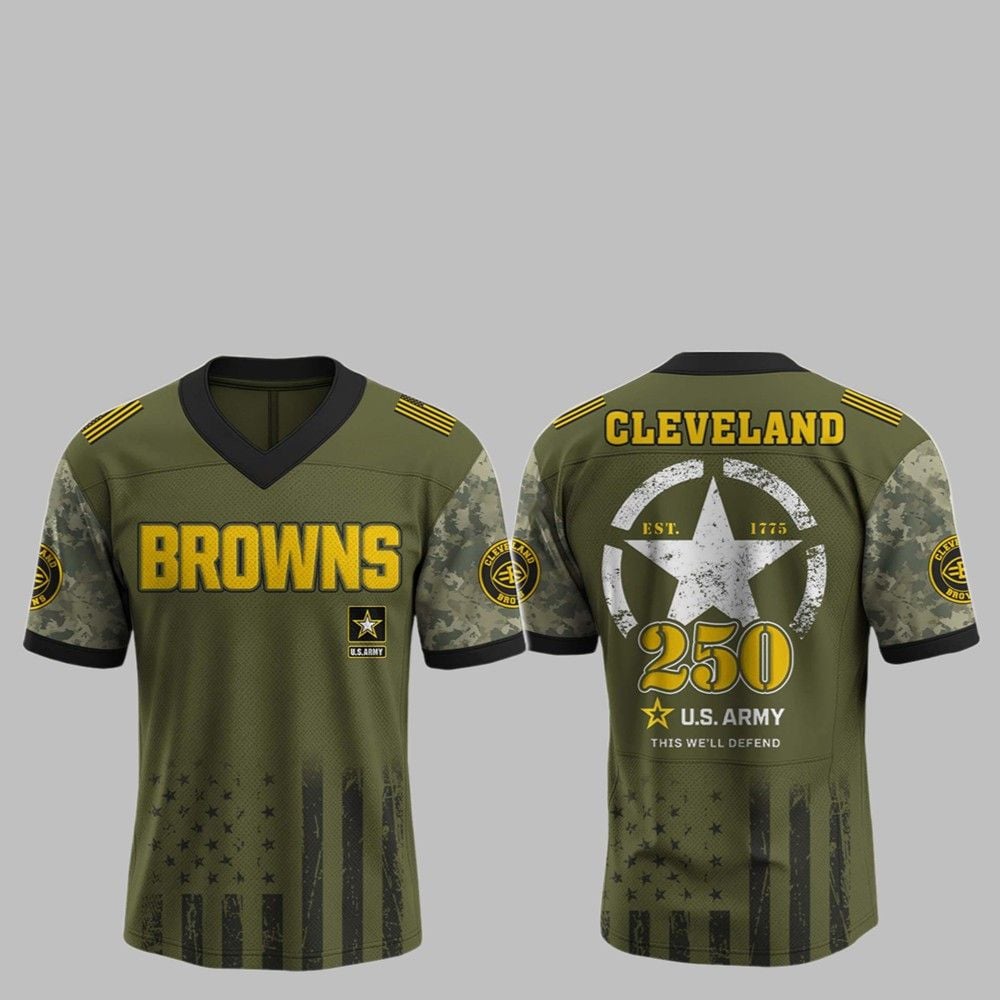 2025 Browns 250th Anniversary US Army Jersey - Grishko.com