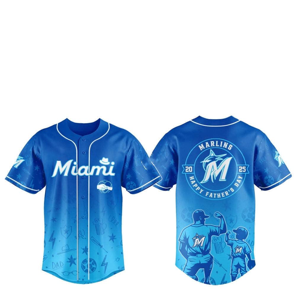 2025 Miami Marlins Happy Father Day Baseball Jersey Combo - Grishko.com