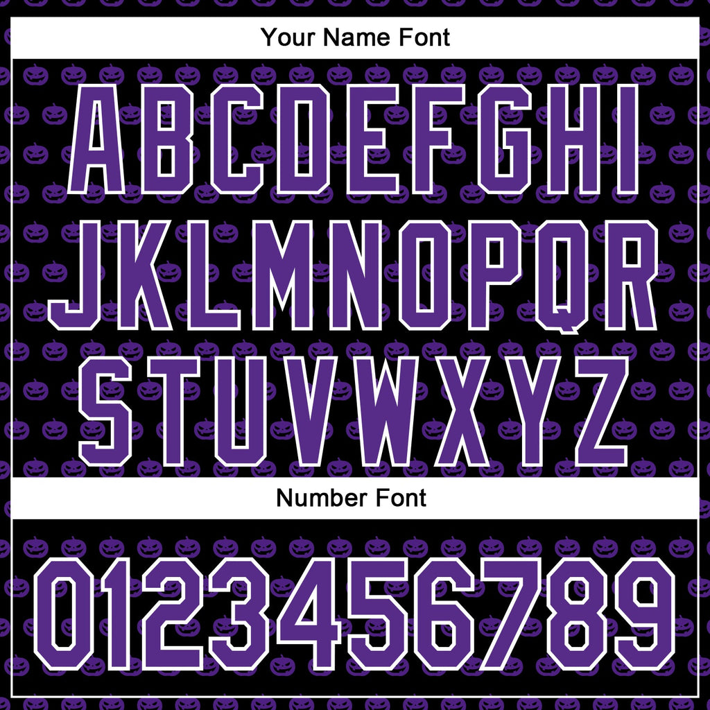 Custom Black Purple-White 3D Halloween Pumpkin Party Costume Ideas Authentic Baseball Jersey