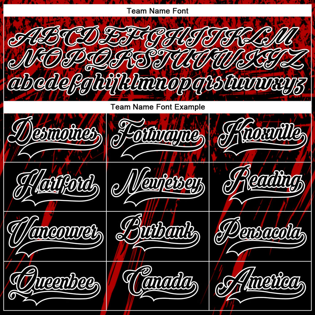 Custom Black Red-White 3D Splash Hockey Lace Neck Jersey