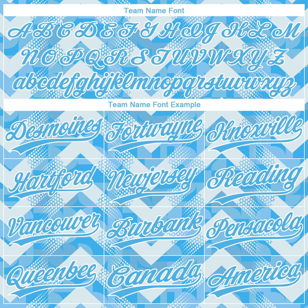 Custom Light Blue Light Blue-White 3D Pattern Design Authentic Baseball Jersey