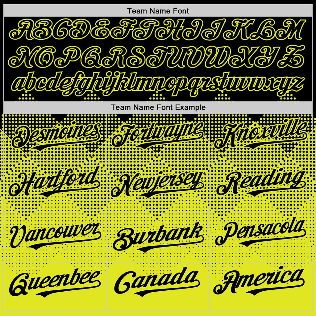 Custom Black Neon Yellow 3D Pattern Design Gradient Square Shapes Authentic Baseball Jersey