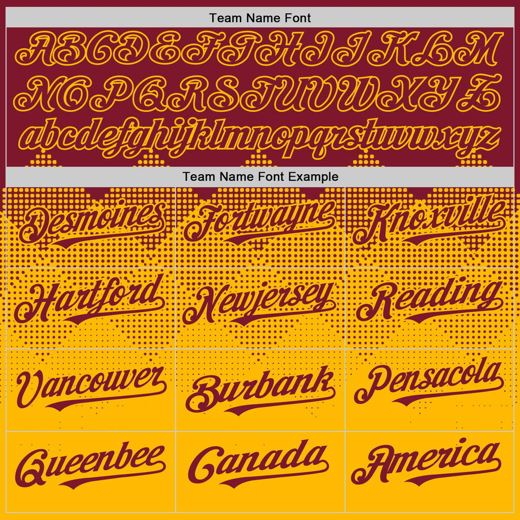Custom Crimson Gold 3D Pattern Design Gradient Square Shapes Authentic Baseball Jersey