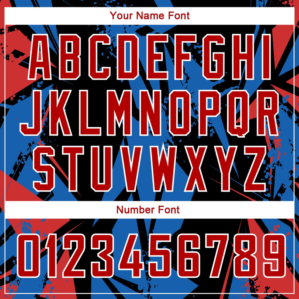 Custom Black Red-Blue 3D Pattern Design Geometric Shapes Authentic Basketball Jersey