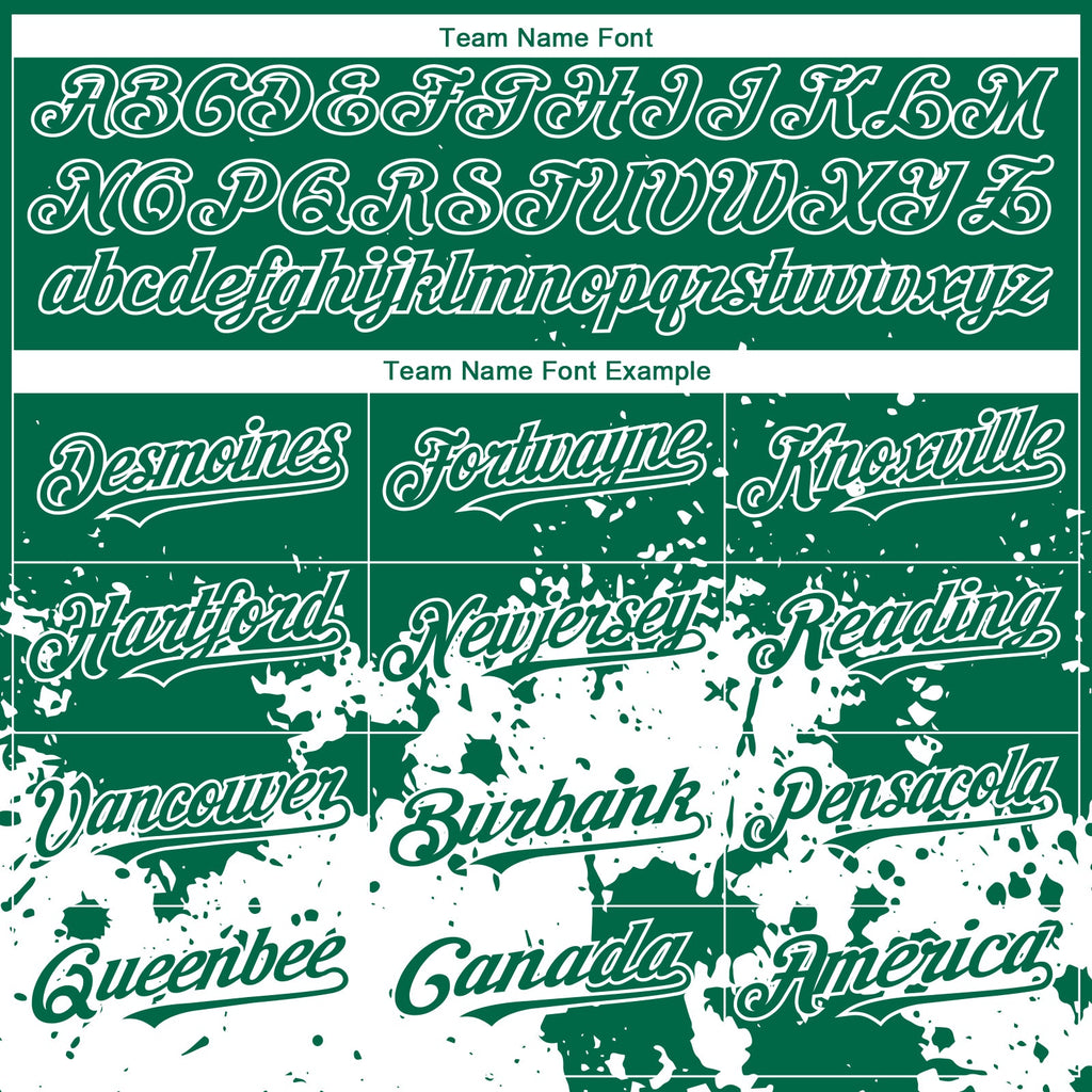 Custom Kelly Green White 3D Pattern Design Abstract Splash Grunge Art Authentic Baseball Jersey