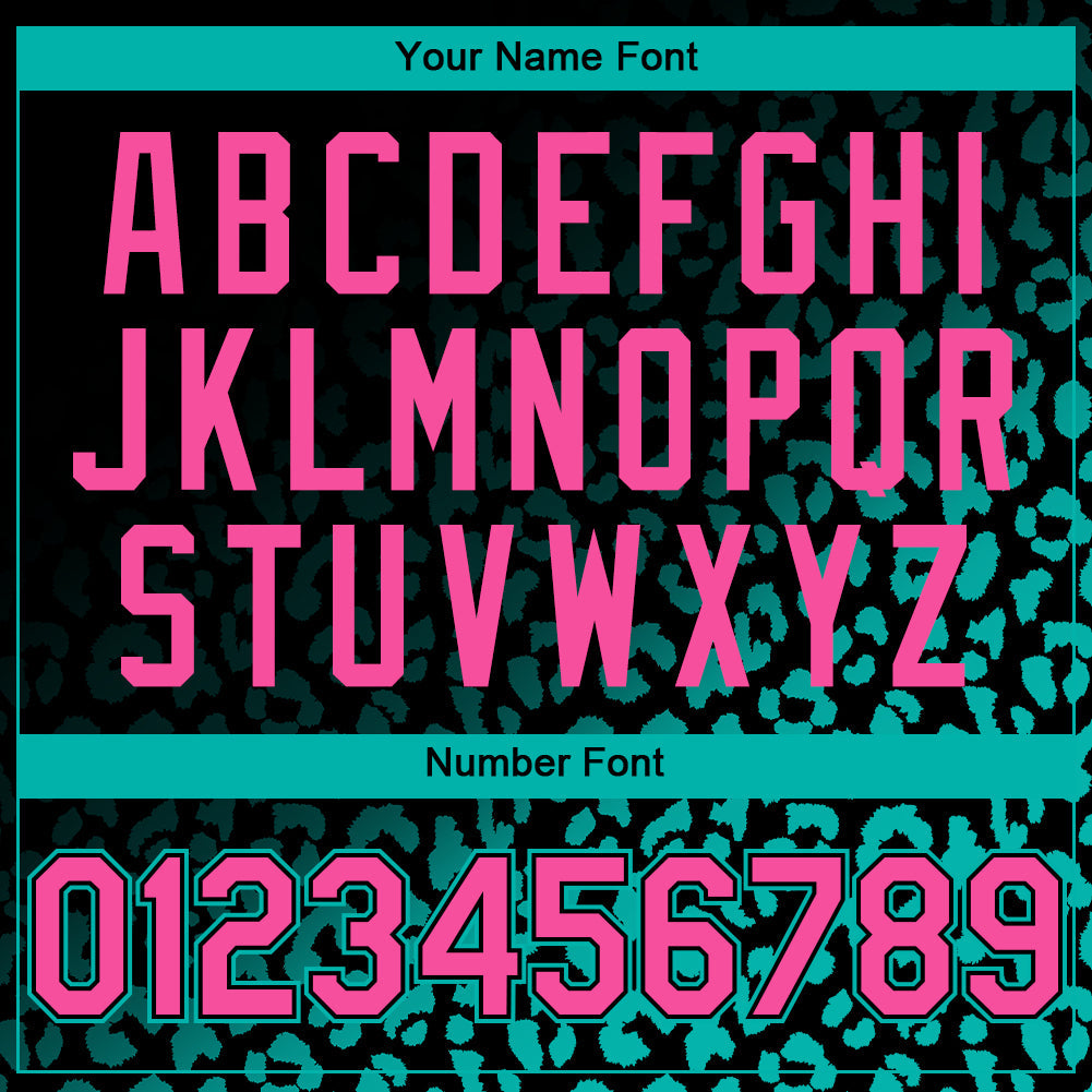 Custom Black Pink-Aqua 3D Pattern Design Leopard Print Fade Fashion Authentic Baseball Jersey