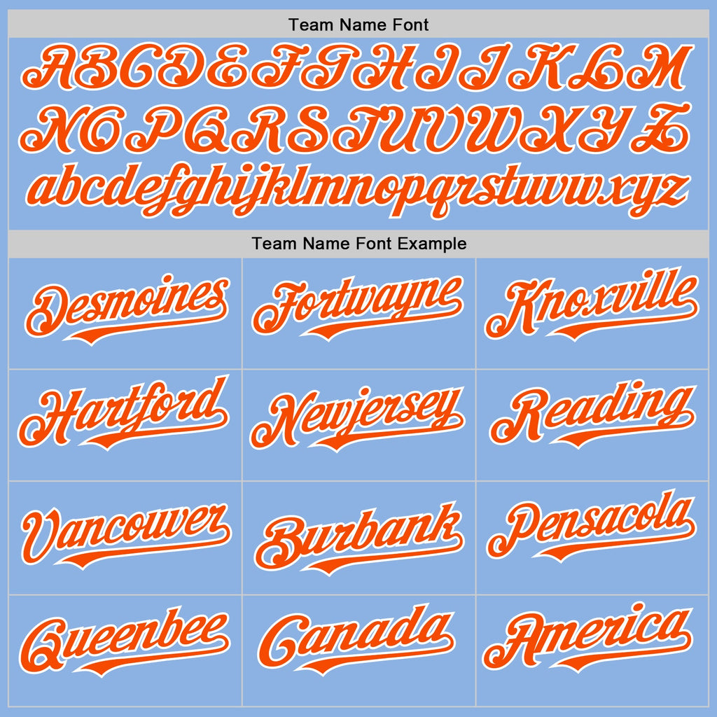 Custom Light Blue Orange-White Line Authentic Baseball Jersey