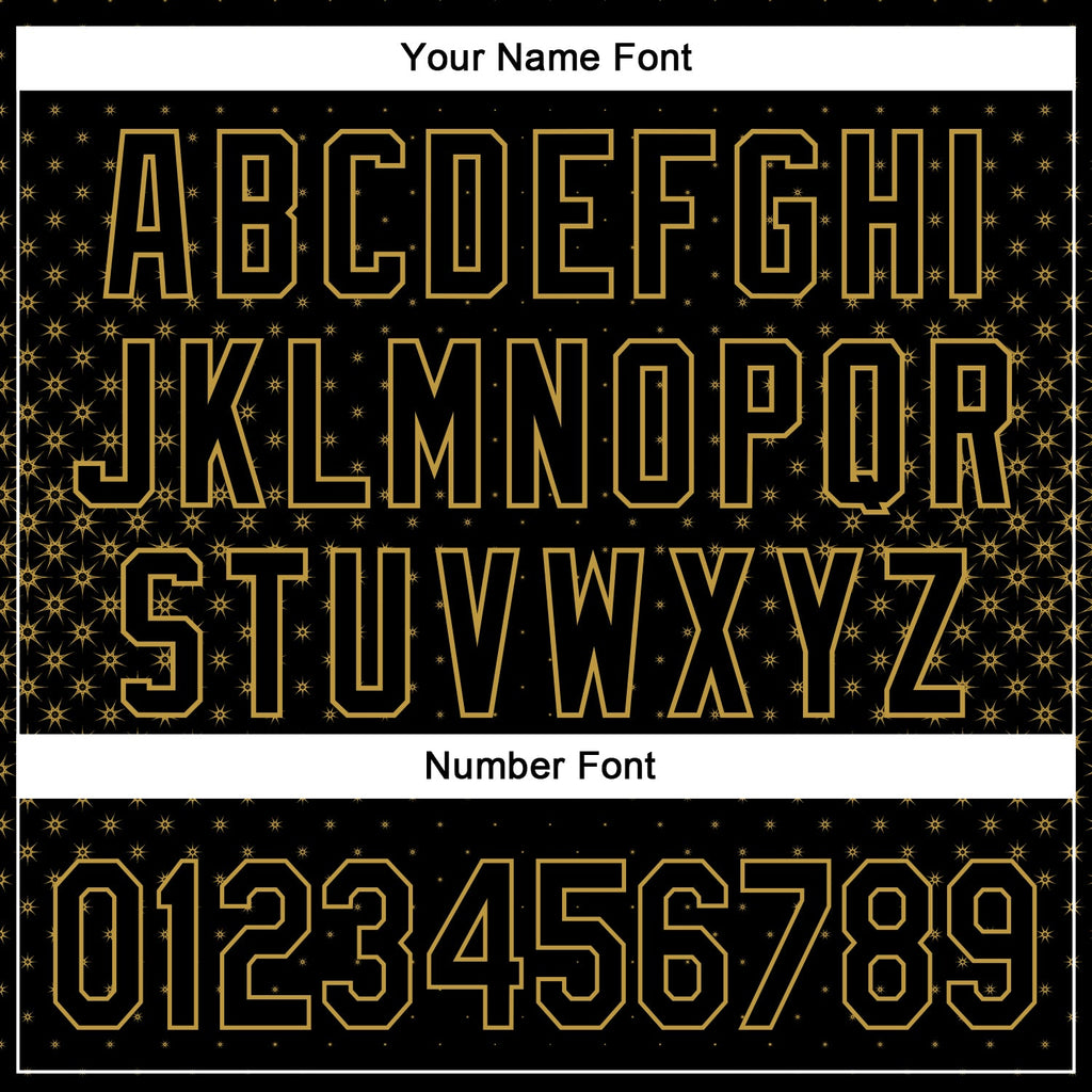 Custom Black Old Gold 3D Pattern Design Geometric Stars Authentic Baseball Jersey
