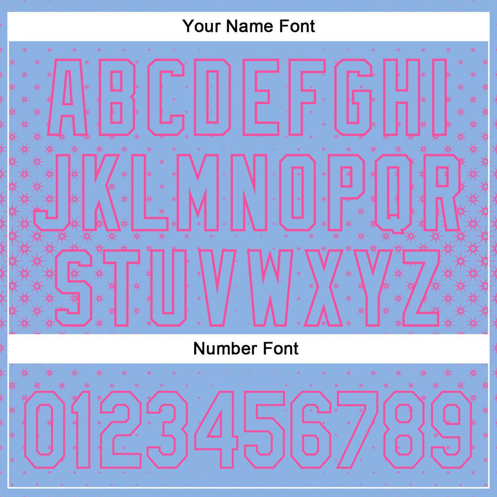 Custom Light Blue Pink 3D Pattern Design Geometric Stars Authentic Baseball Jersey