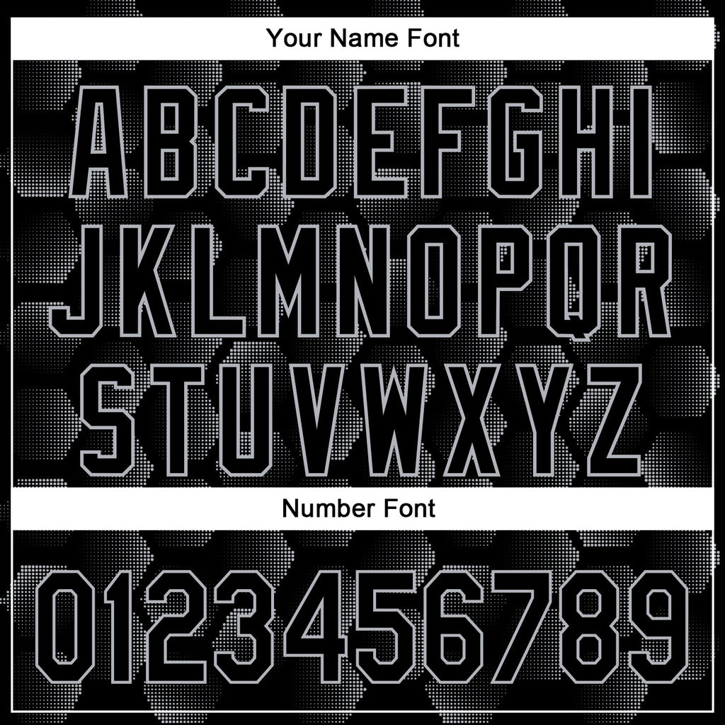 Custom Black Gray 3D Pattern Design Halftone Geometric Shapes Authentic Baseball Jersey