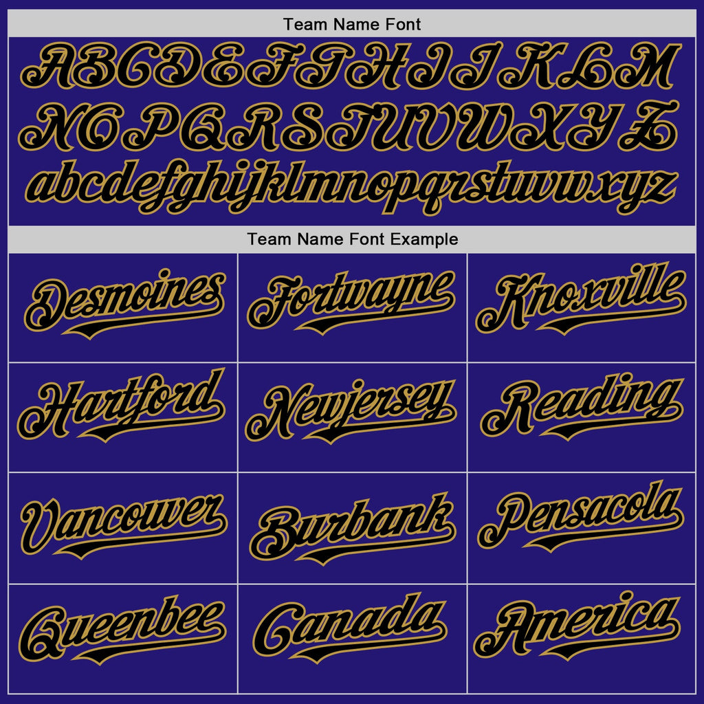 Custom Dark Purple Black-Old Gold 3D Pattern Design Gradient Style Twinkle Star Authentic Baseball Jersey