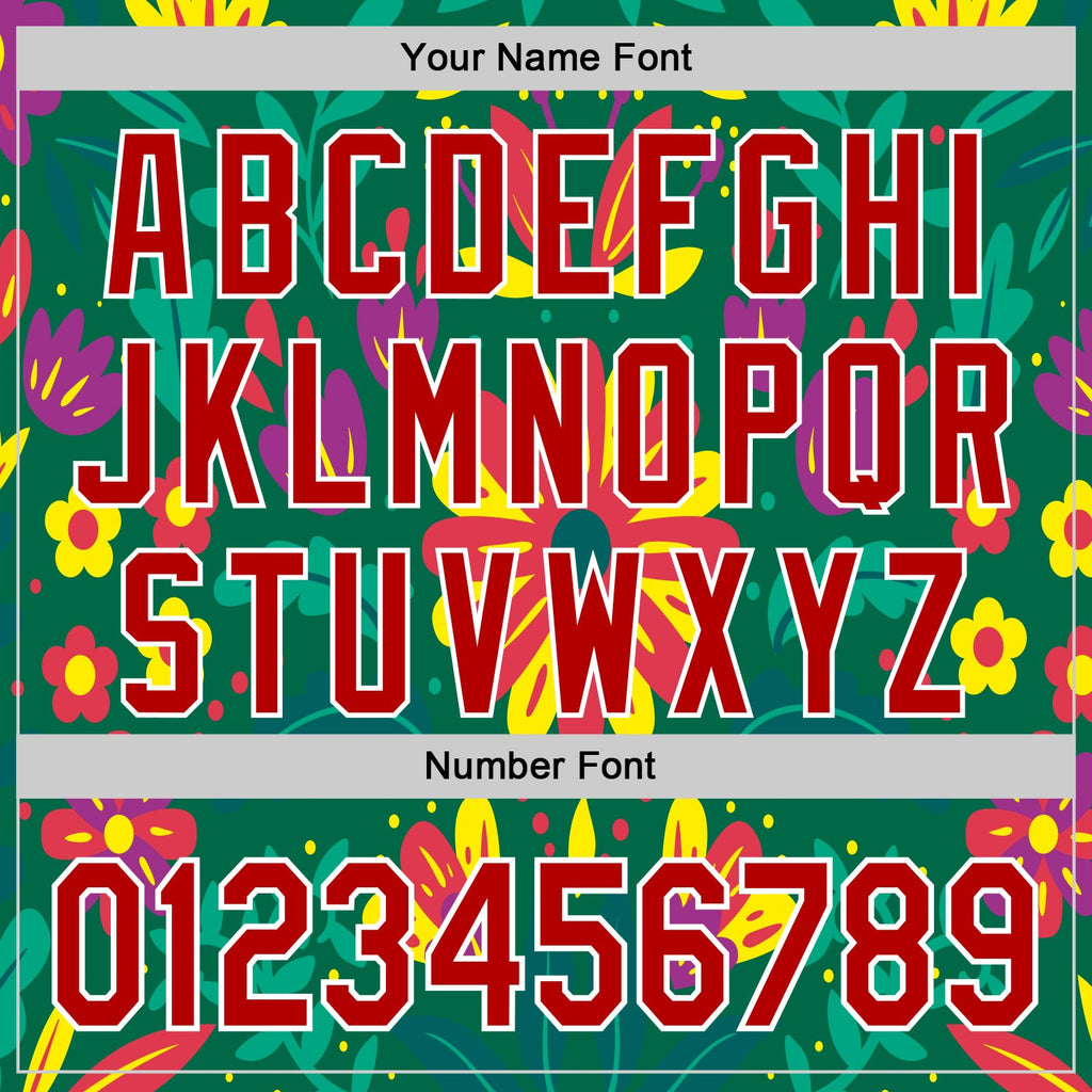 Custom Kelly Green Red-White 3D Mexican Festival Flower Cinco de Mayo Authentic Baseball Jersey