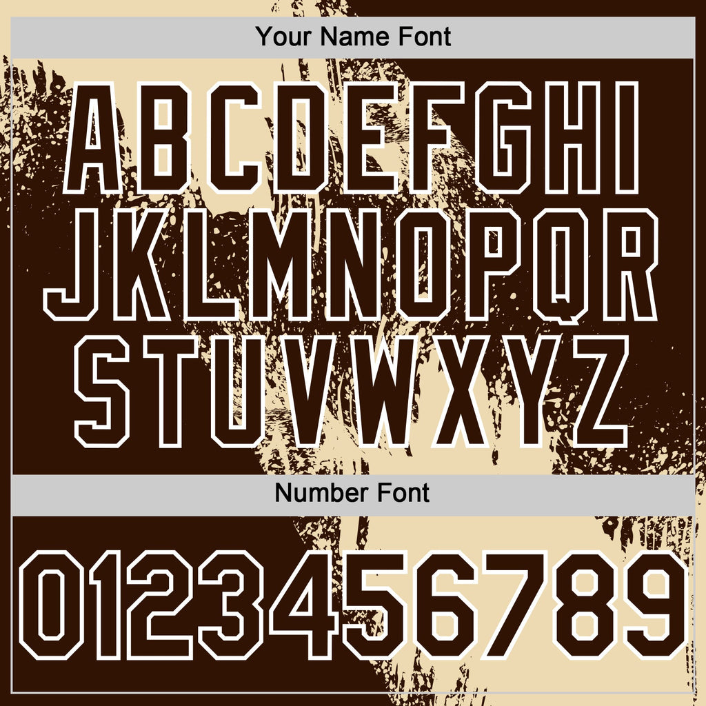 Custom Cream Brown-White 3D Pattern Design Abstract Brush Stroke Authentic Baseball Jersey