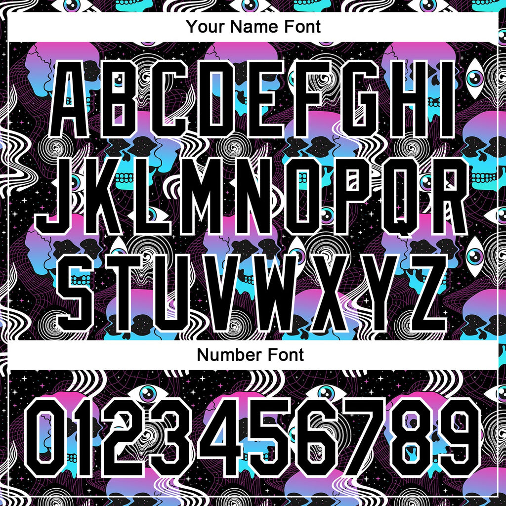 Custom Black White 3D Pattern Design Rave Psychedelic Skull Authentic Baseball Jersey