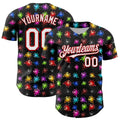 Custom Black White-Red 3D Pattern Design Splash Authentic Baseball Jersey
