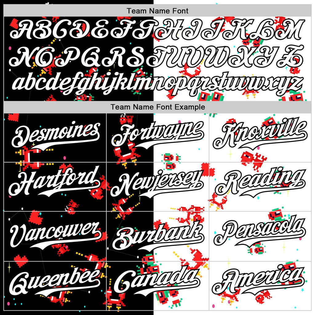 Custom Black White 3D Pattern Design Retro Pixel Arcade Game Authentic Baseball Jersey