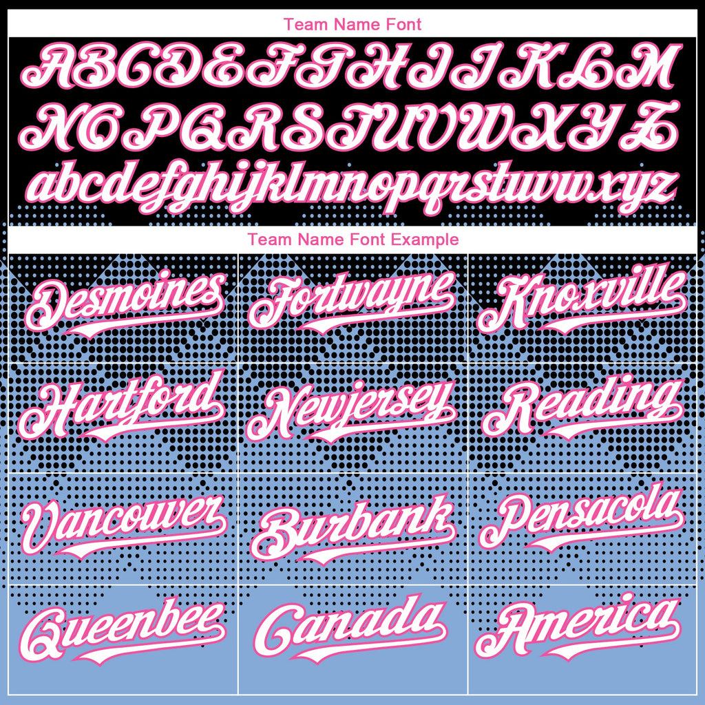 Custom Black White Light Blue-Pink 3D Gradient Square Shape Authentic Baseball Jersey