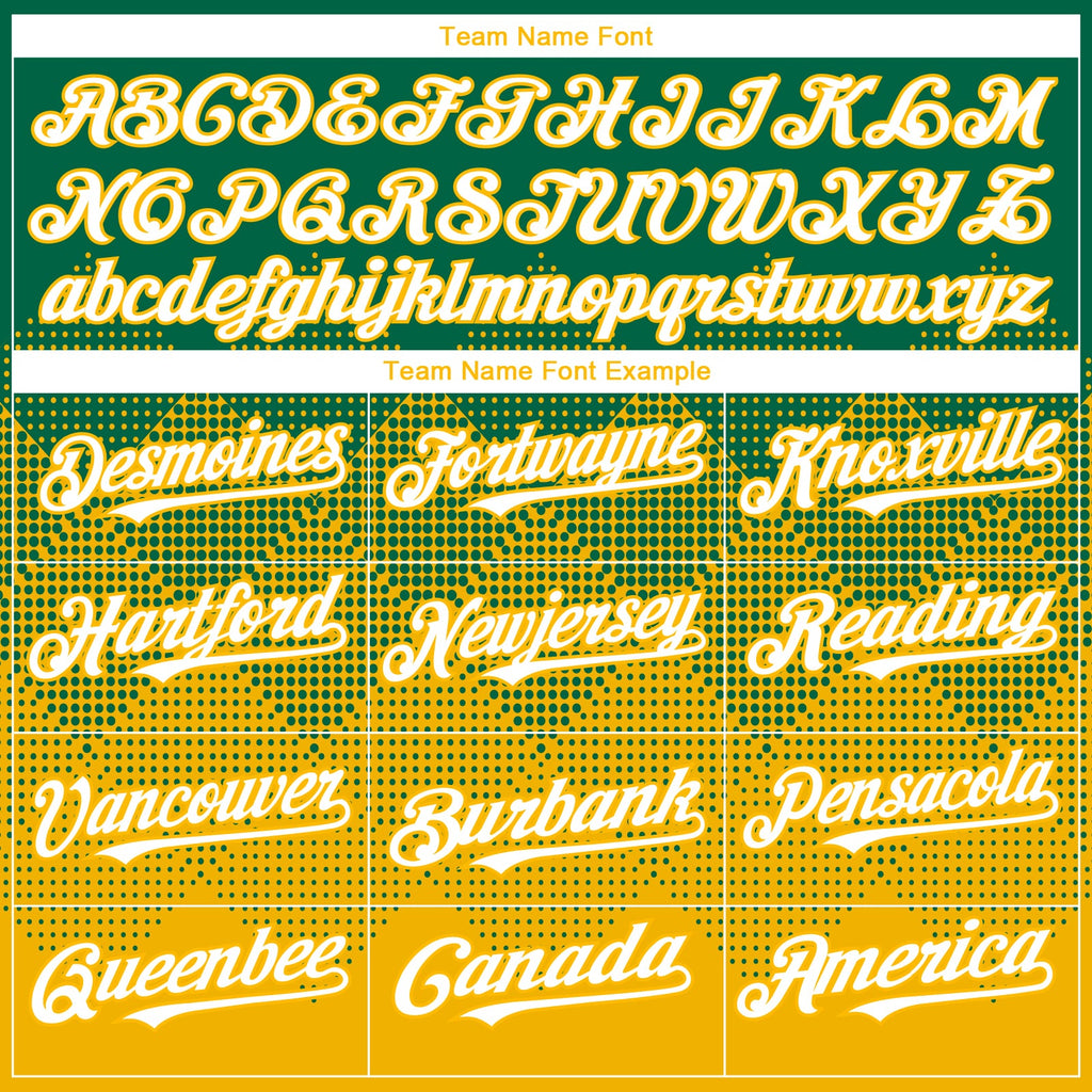 Custom Kelly Green White-Gold 3D Gradient Square Shape Authentic Baseball Jersey