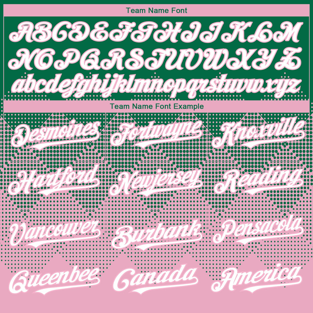 Custom Kelly Green White-Light Pink 3D Gradient Square Shape Authentic Baseball Jersey