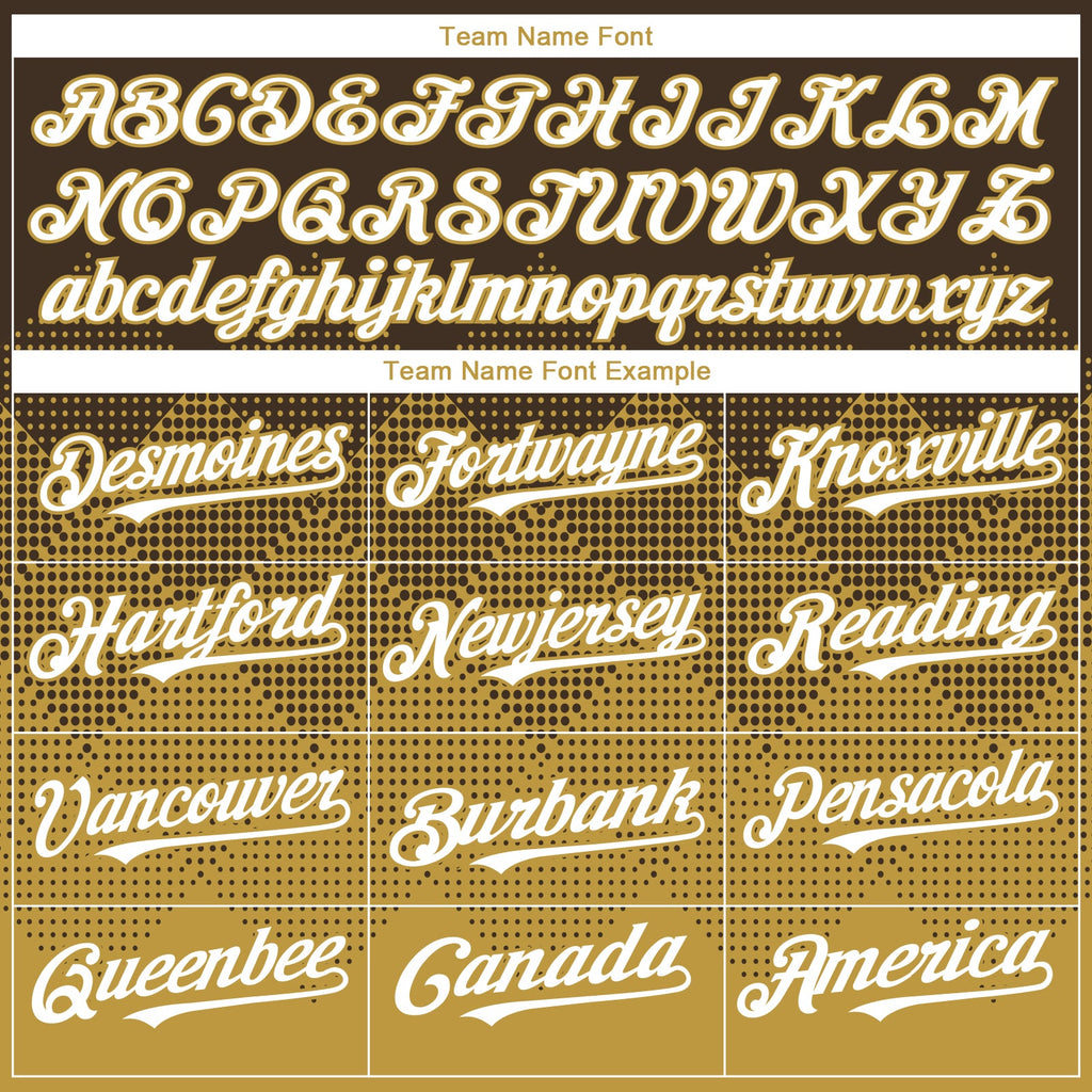 Custom Brown White-Old Gold 3D Gradient Square Shape Authentic Baseball Jersey