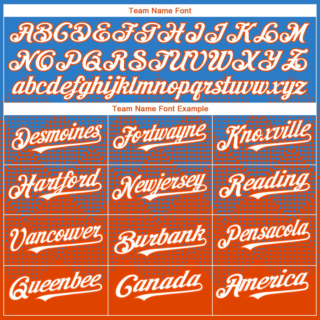 Custom Electric Blue White-Orange 3D Gradient Square Shape Authentic Baseball Jersey