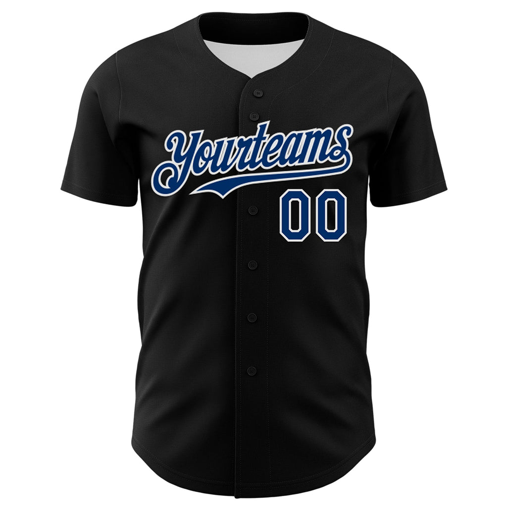 Custom Black US Navy Blue-White 3D Patriotic American Flag And Muscle Car Authentic Baseball Jersey