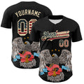 Custom Black Vintage USA Flag-Cream 3D Patriotic American Symbol Eagle Authentic Baseball Jersey