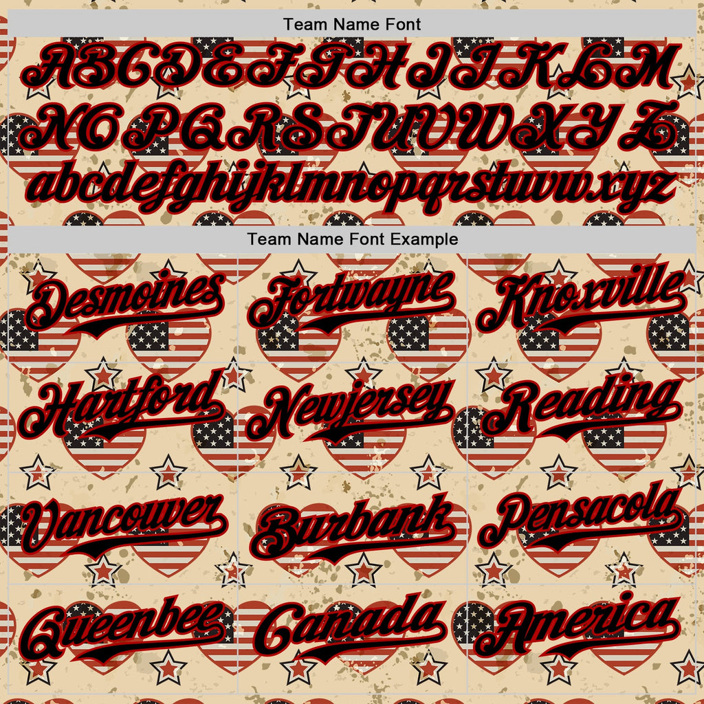 Custom City Cream Black-Red 3D Patriotic American Flag Authentic Baseball Jersey