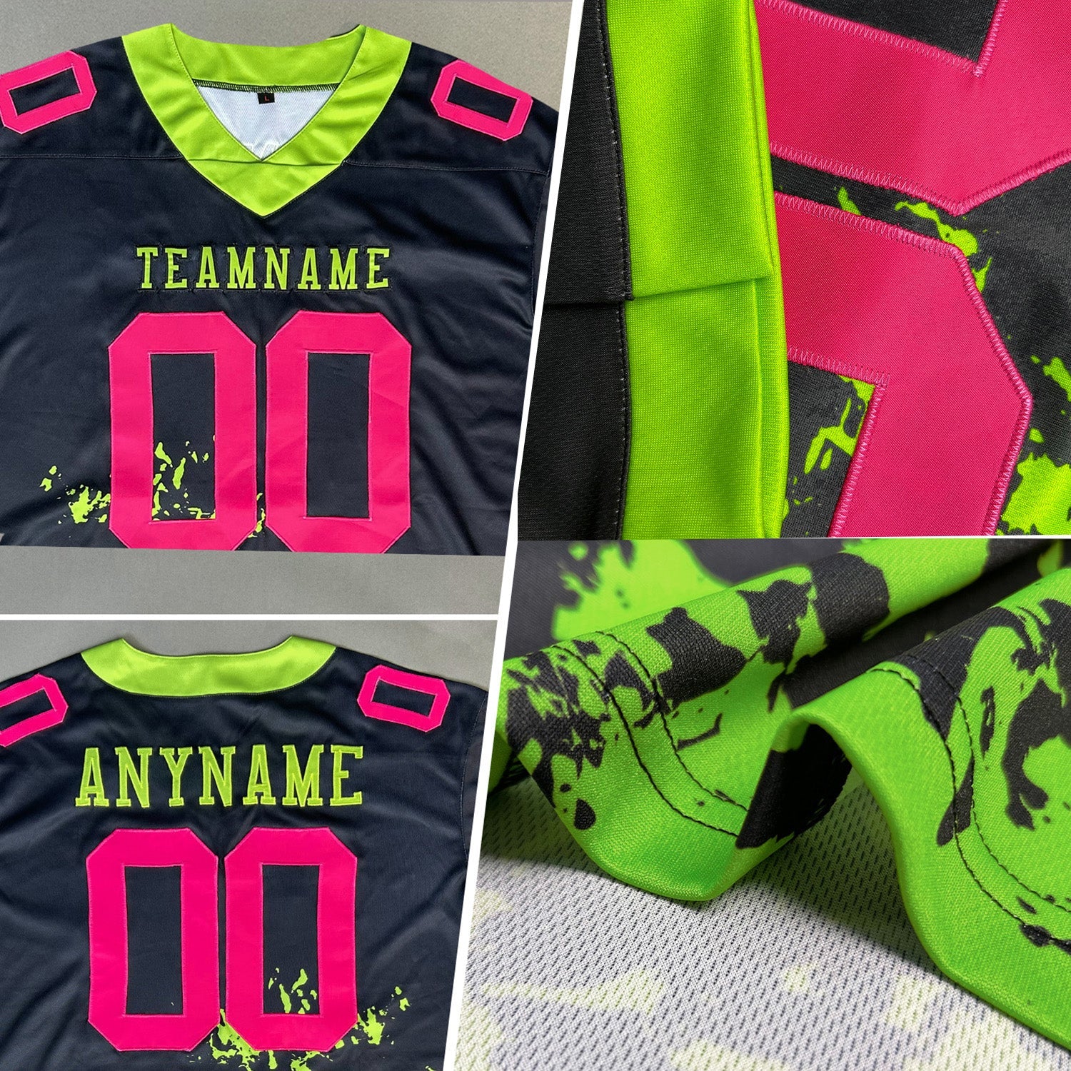 Custom Lakes Blue Neon Green-Navy 3D Pattern Beach Hawaii Palm Trees And Flamingo Authentic Football Jersey