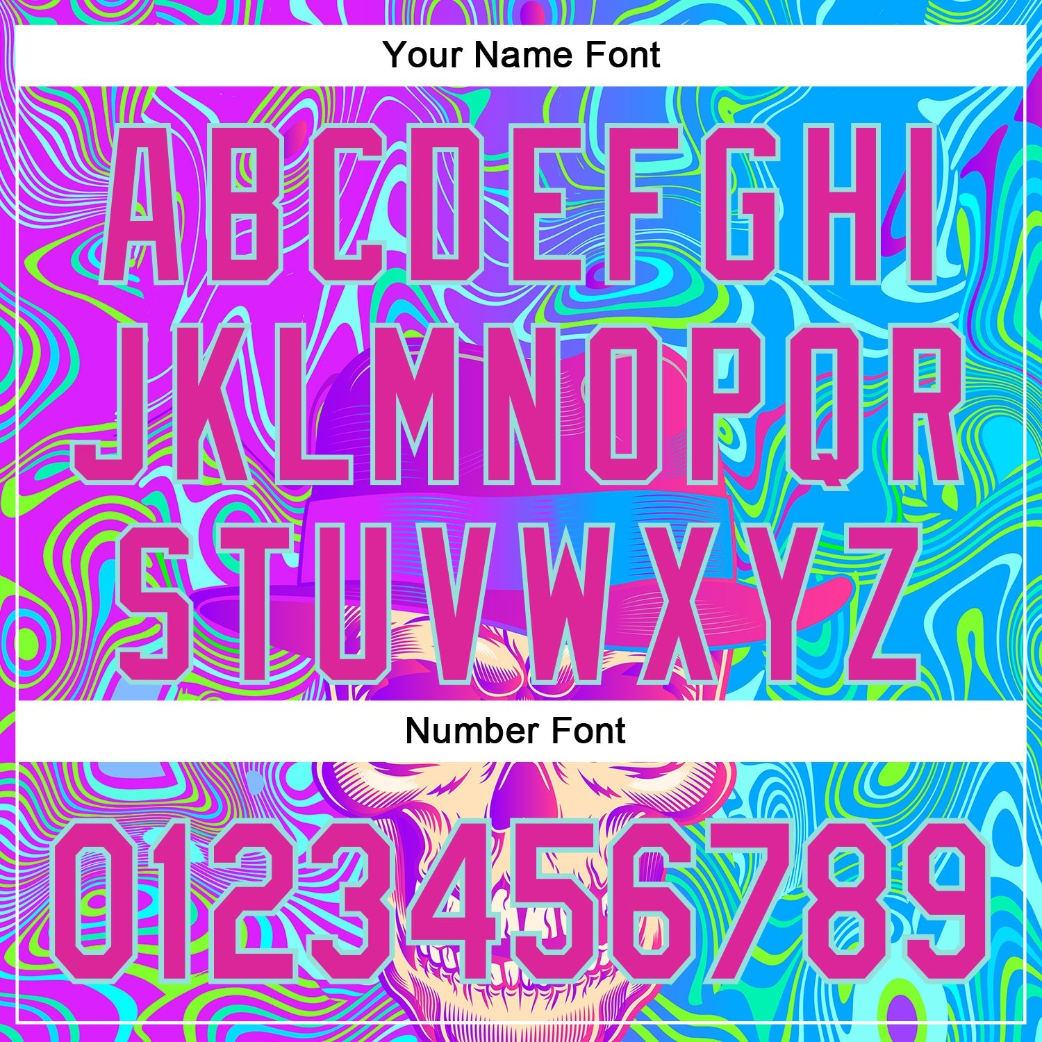 Custom Blue Deep Pink-Ice Blue 3D Pattern Design Trippy Magic Mushrooms Skull Authentic Baseball Jersey