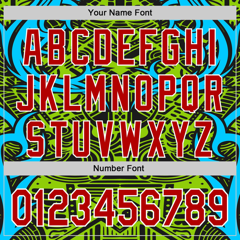 Custom Green Red Blue Black-White 3D Pattern Design Burner Costumes Tribal Authentic Baseball Jersey