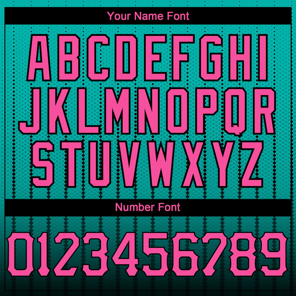 Custom Aqua Pink-Black 3D Pattern Design Gradient Geometric Shape Authentic Baseball Jersey