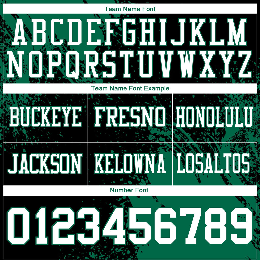 Custom Black White-Kelly Green 3D Pattern Abstract Brush Stroke Authentic Football Jersey