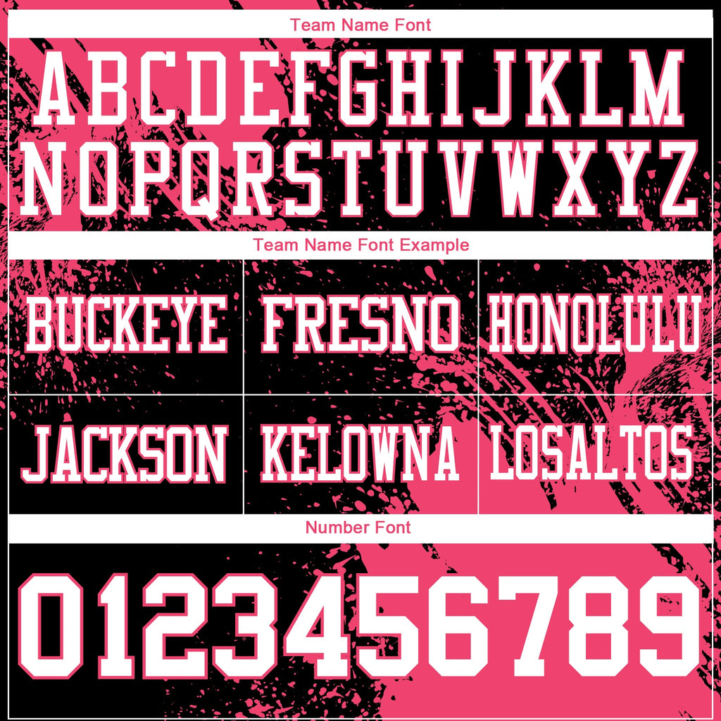 Custom Black White-Neon Pink 3D Pattern Abstract Brush Stroke Authentic Football Jersey