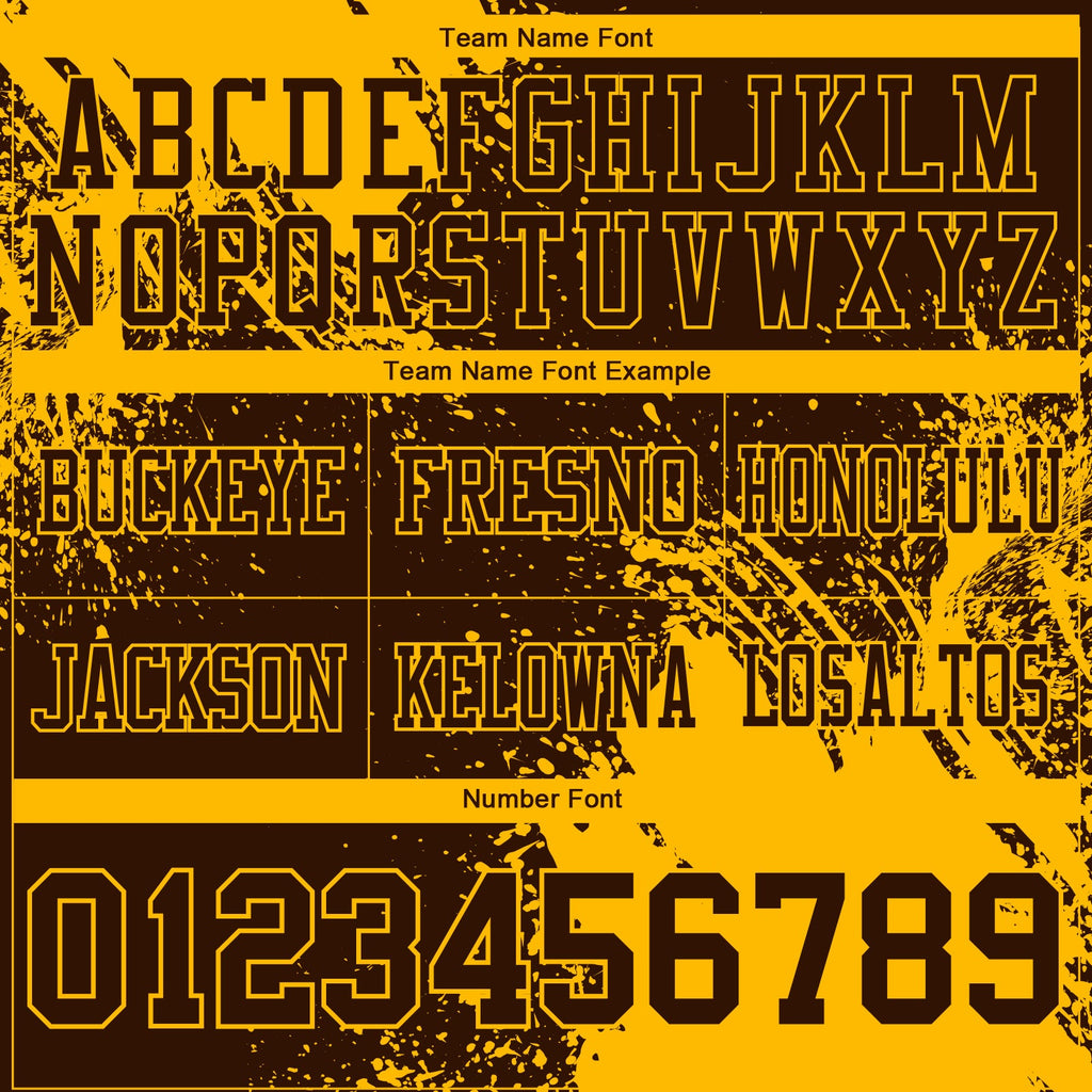 Custom Brown Gold 3D Pattern Abstract Brush Stroke Authentic Football Jersey
