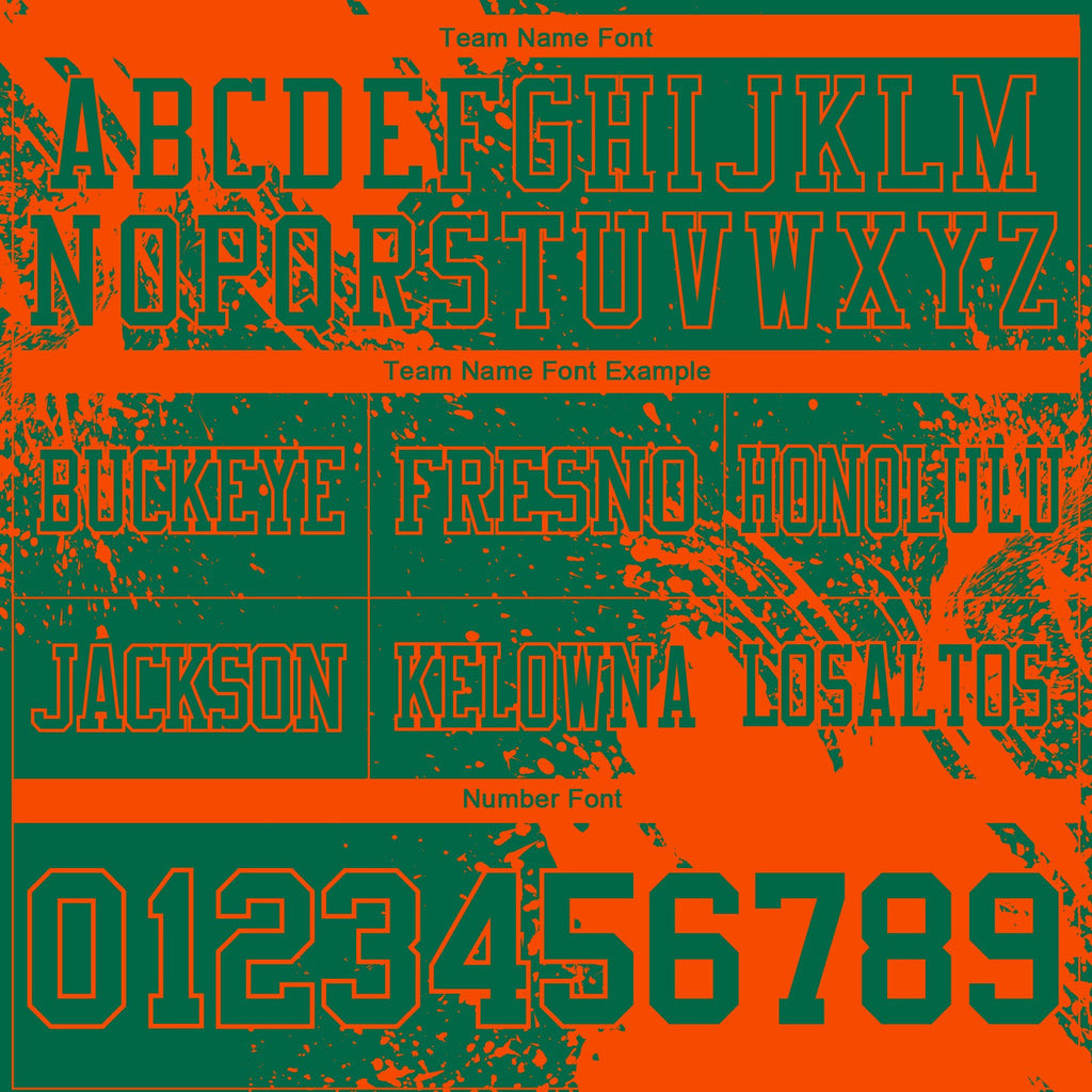 Custom Kelly Green Orange 3D Pattern Abstract Brush Stroke Authentic Football Jersey