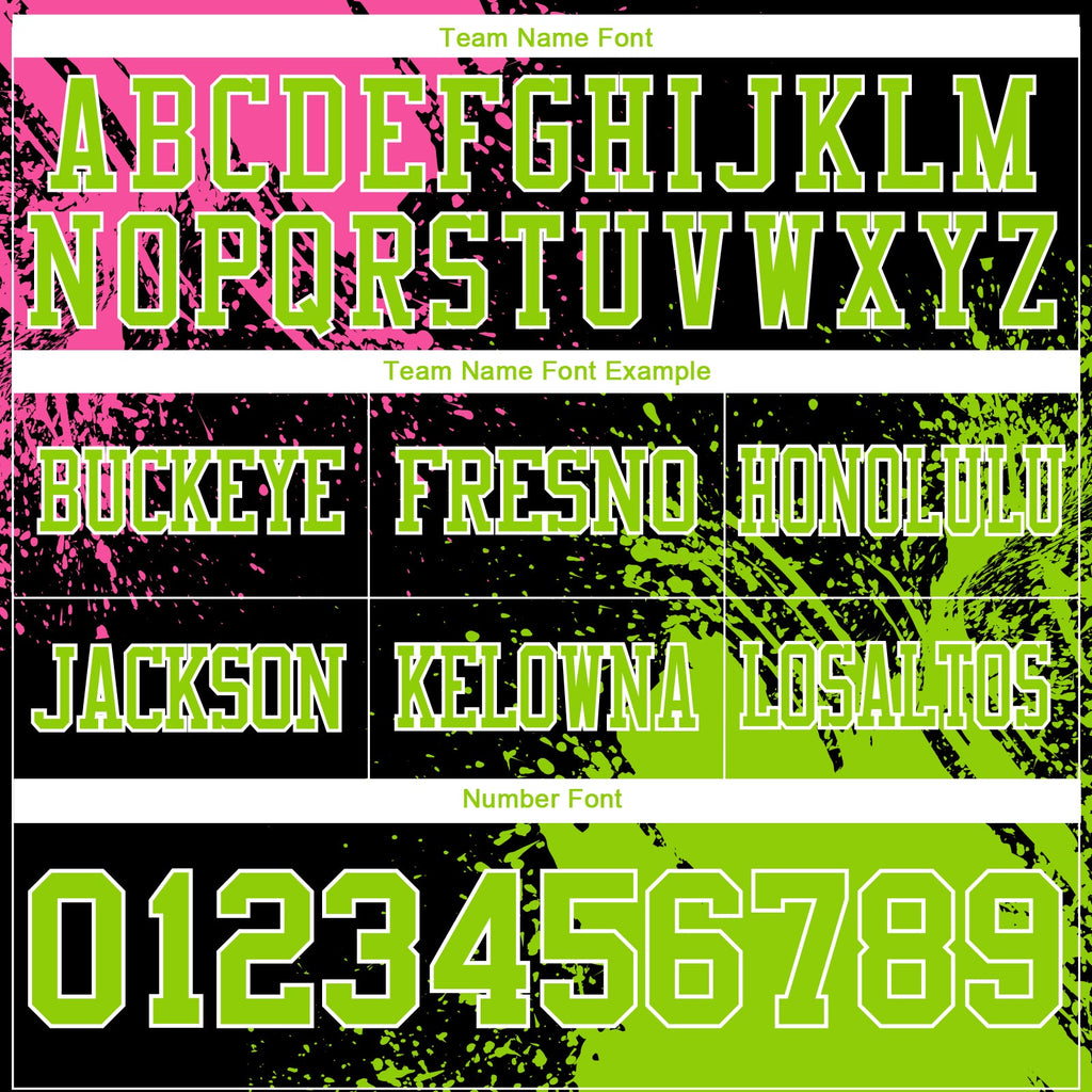 Custom Black Neon Green-Pink 3D Pattern Abstract Brush Stroke Authentic Football Jersey