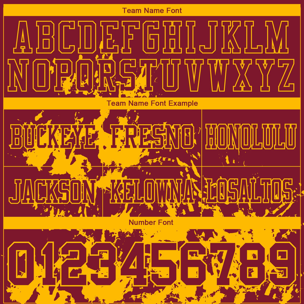 Custom Crimson Gold 3D Pattern Splash Authentic Football Jersey
