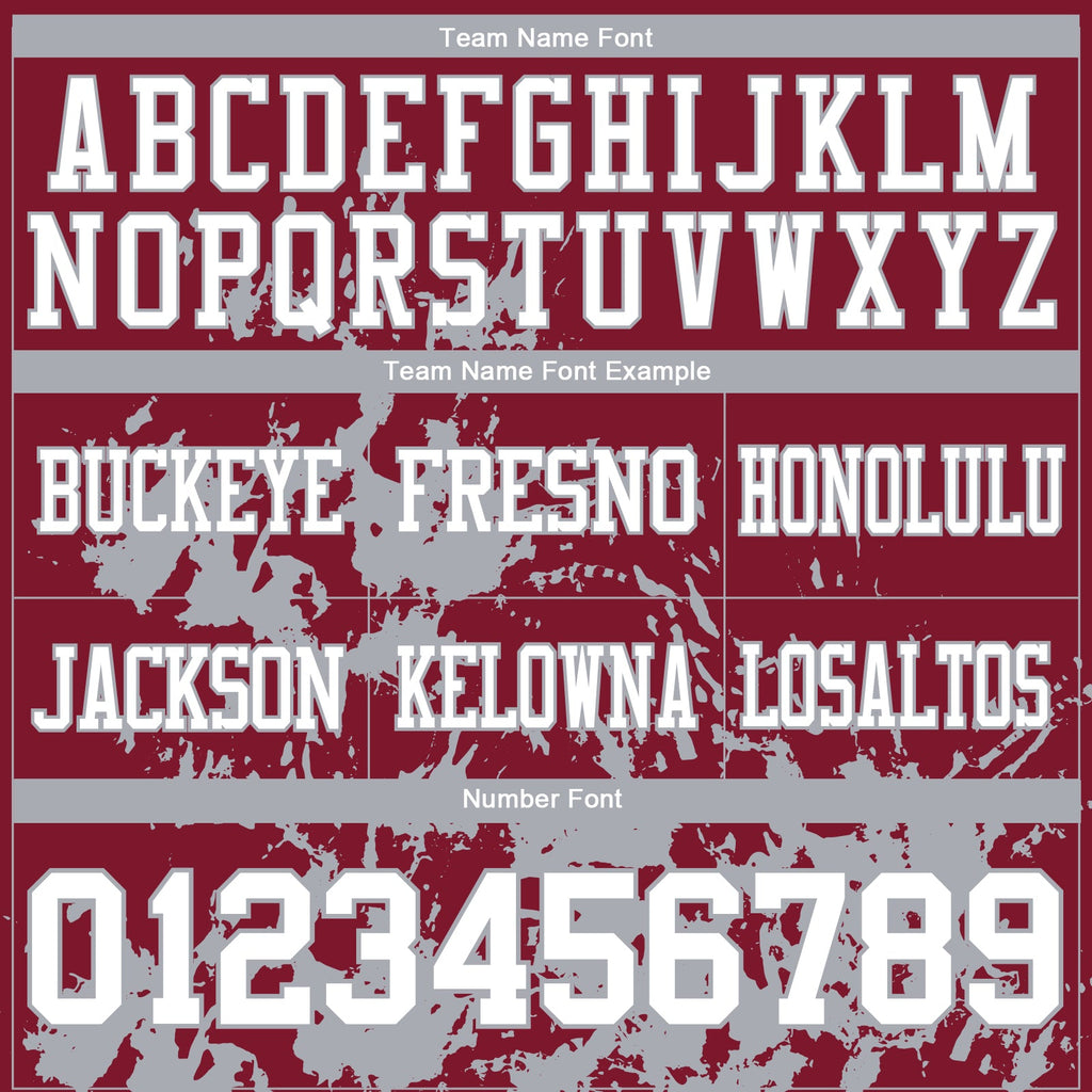 Custom Crimson White-Gray 3D Pattern Splash Authentic Football Jersey