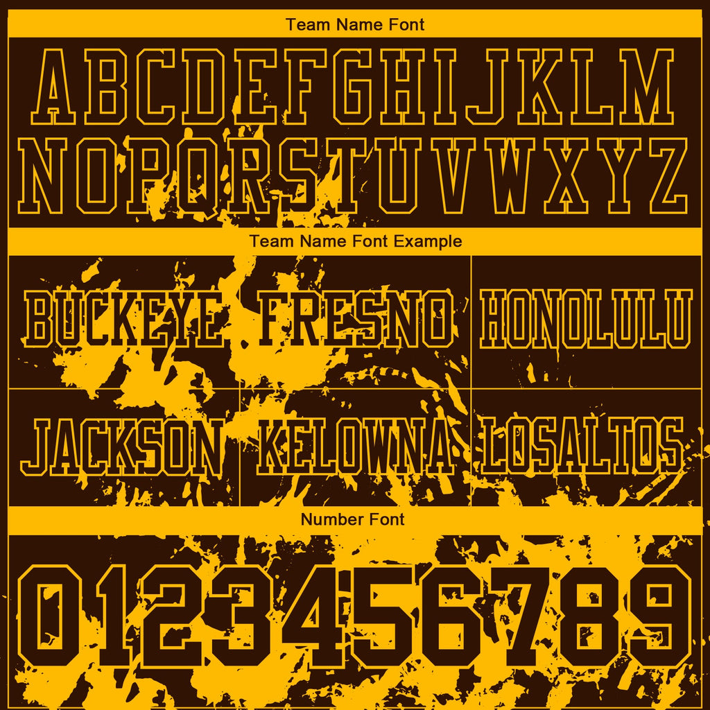 Custom Brown Gold 3D Pattern Splash Authentic Football Jersey