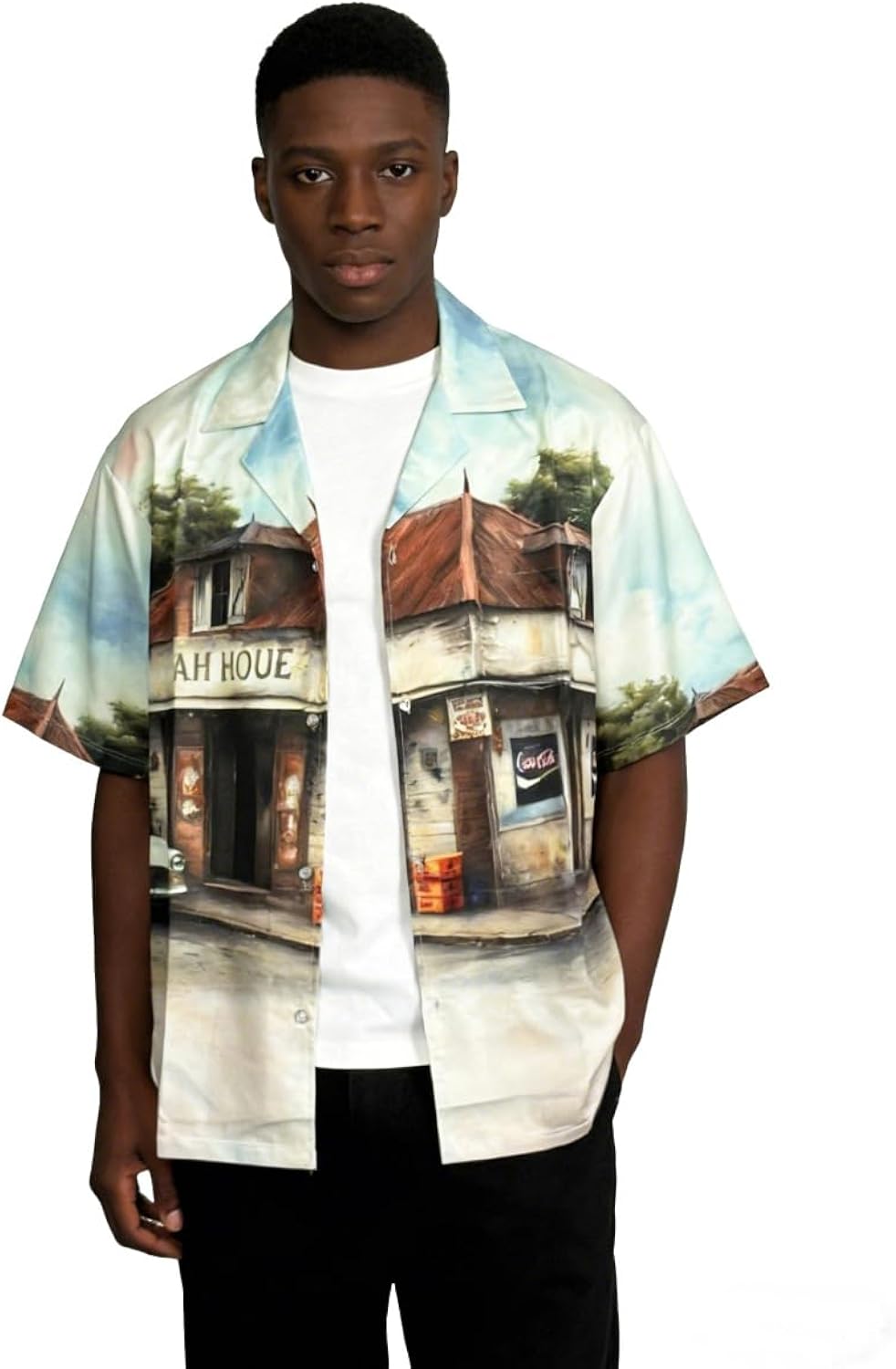 Men's Cuban Collar Short Sleeve Shirt