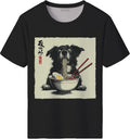 Men's Funny Dog Ramen Graphic T-Shirts Japanese Kawaii Anime Dog T-Shirt Casual Summer Tees