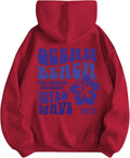 Women's Letter Graphic Drawstring Hoodies Long Sleeve Thermal Pullovers Sweatshirts