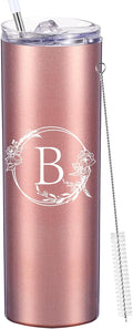 Personalized Tumbler Cup with Initials.Cup with Letter B 20oz Skinny Tumbler.Personalized Travel Monogram Letter Coffee Mug Gifts.Custom Initial Tumbler gifts for Women Birthday Christmas.
