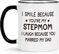 Maustic Stepmom Gifts, I Smile Because You are My Stepmom Funny Coffee Mug, Mothers Day Birthday Gifts for Stepmom from Bonus Daughter Bonus Son, Step Mom Coffee Mug 11 Oz White