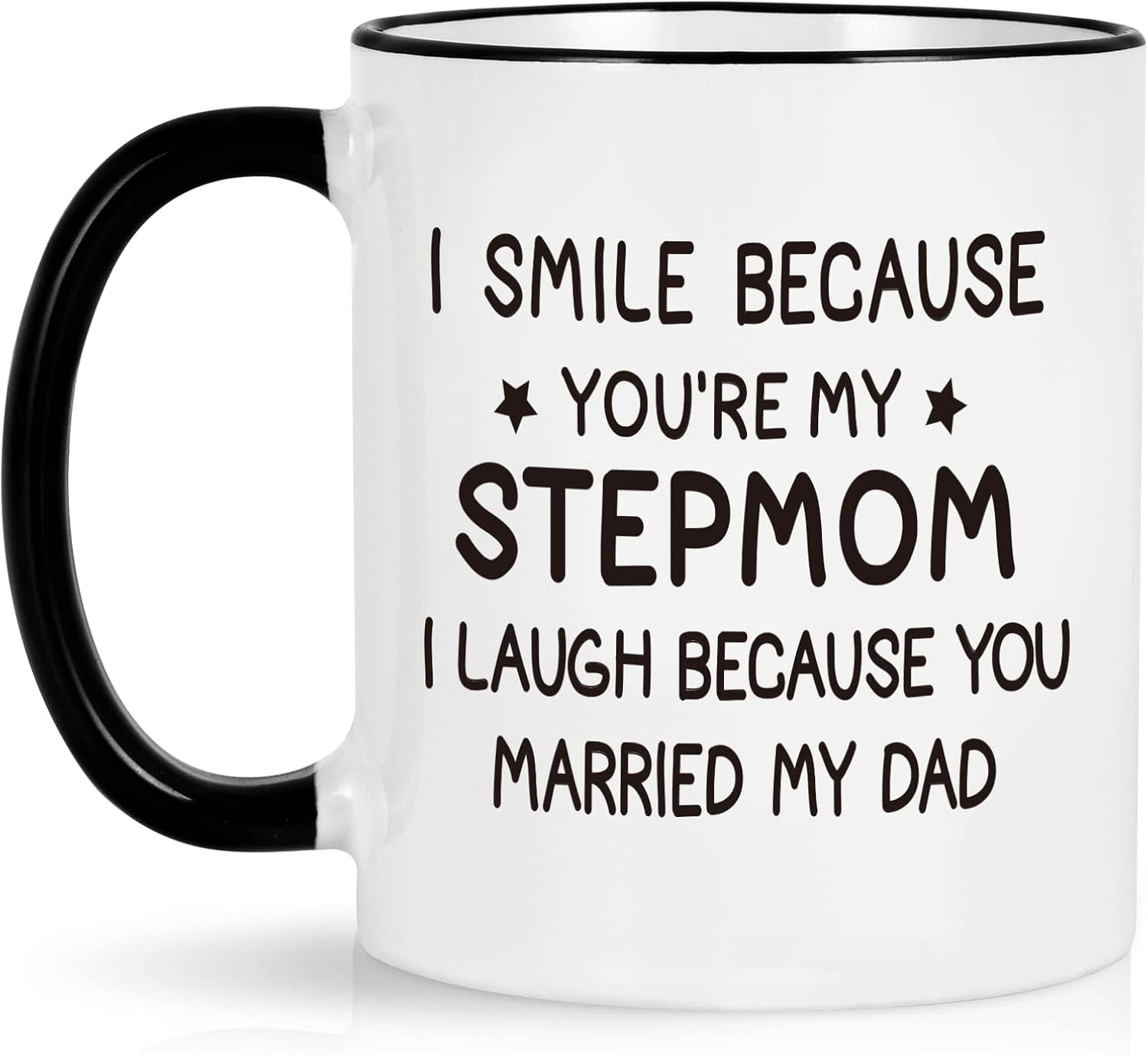 Maustic Stepmom Gifts, I Smile Because You are My Stepmom Funny Coffee Mug, Mothers Day Birthday Gifts for Stepmom from Bonus Daughter Bonus Son, Step Mom Coffee Mug 11 Oz White