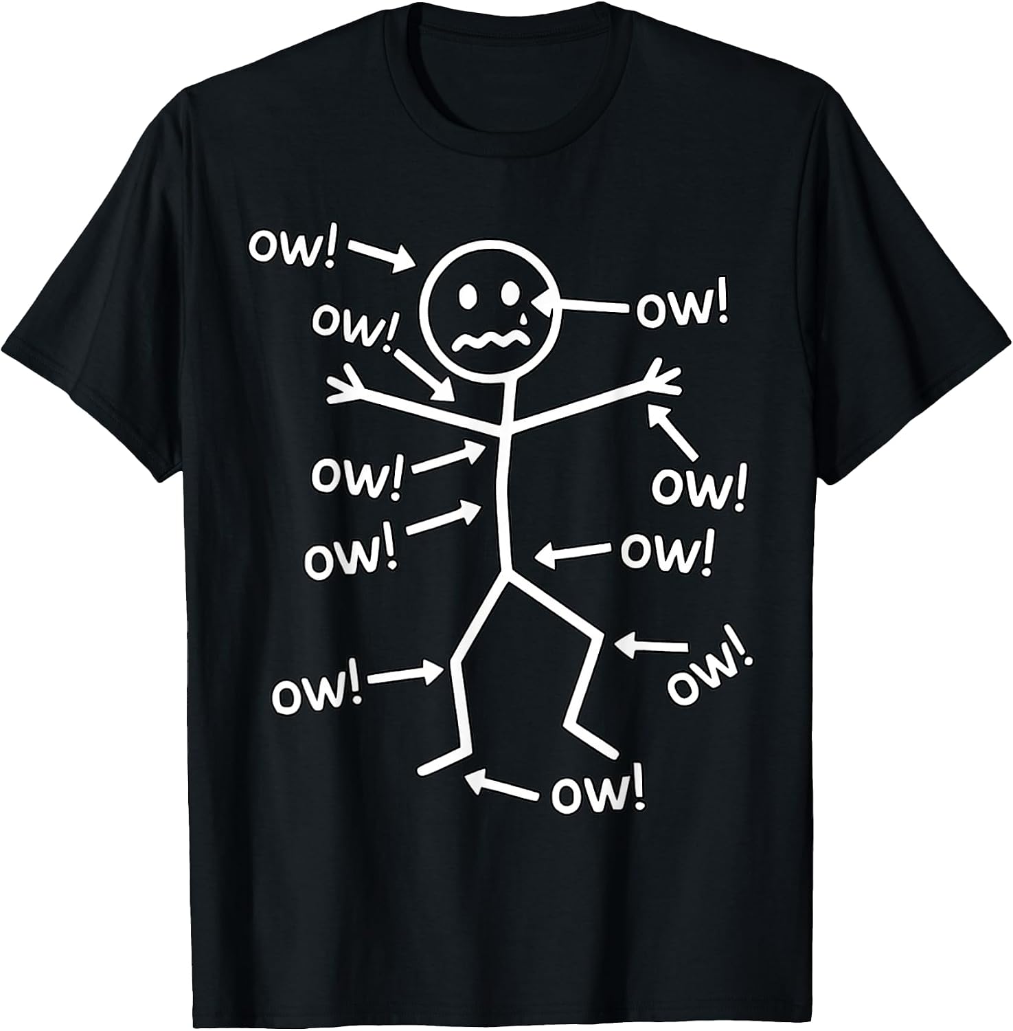 Funny Ow Ow Ow Ow Saying Body Pain Character Humor Sarcastic T-Shirt